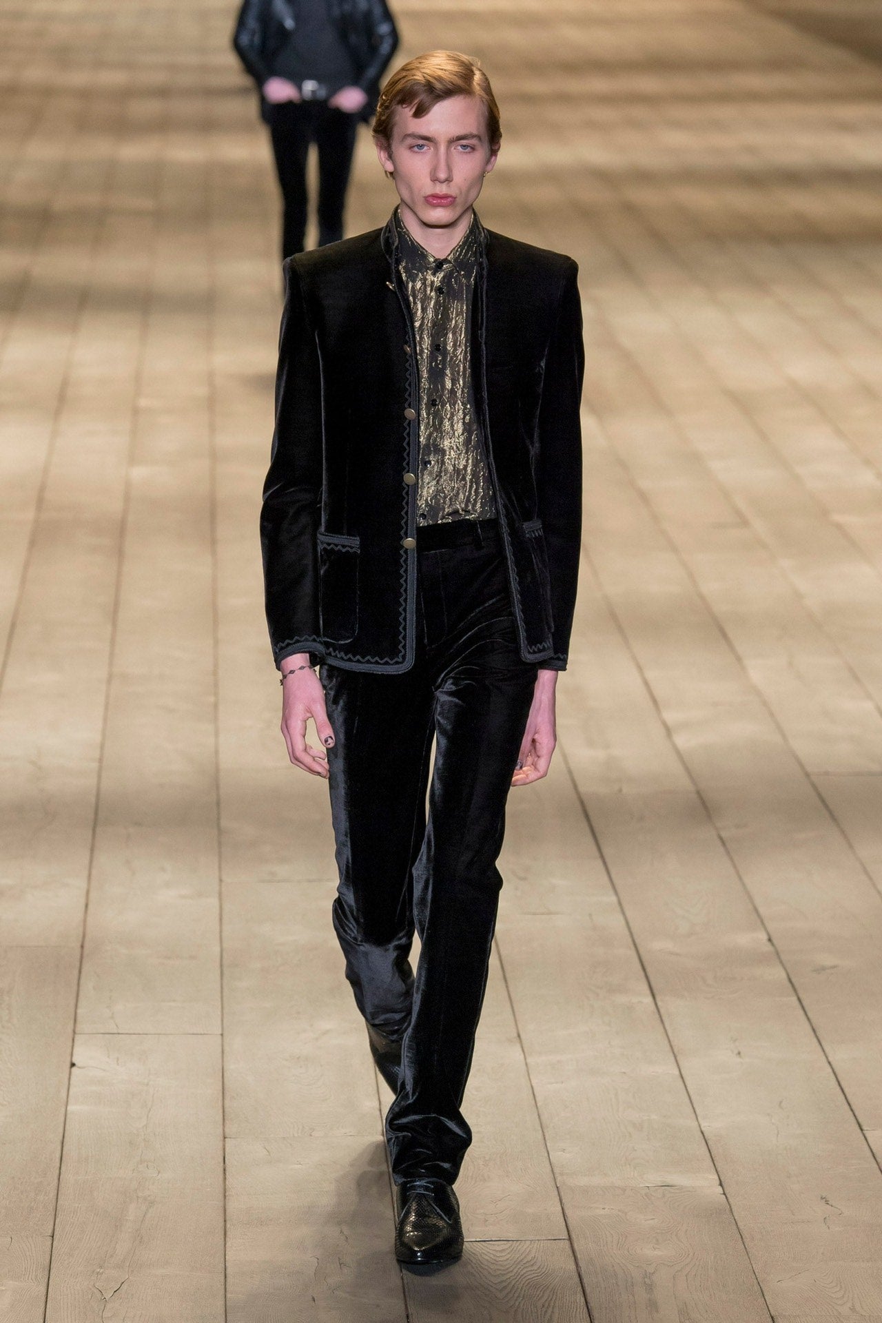 Saint Laurent Slp18fw Black Gold Rose Metallic Shirt