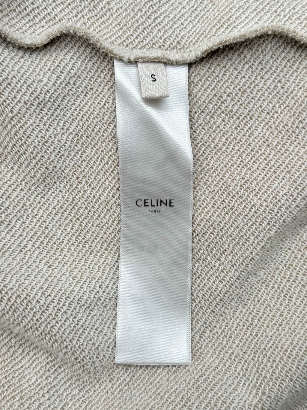 Celine FW25 Cream Logo Embroidered Hooded Zip-Up Jacket