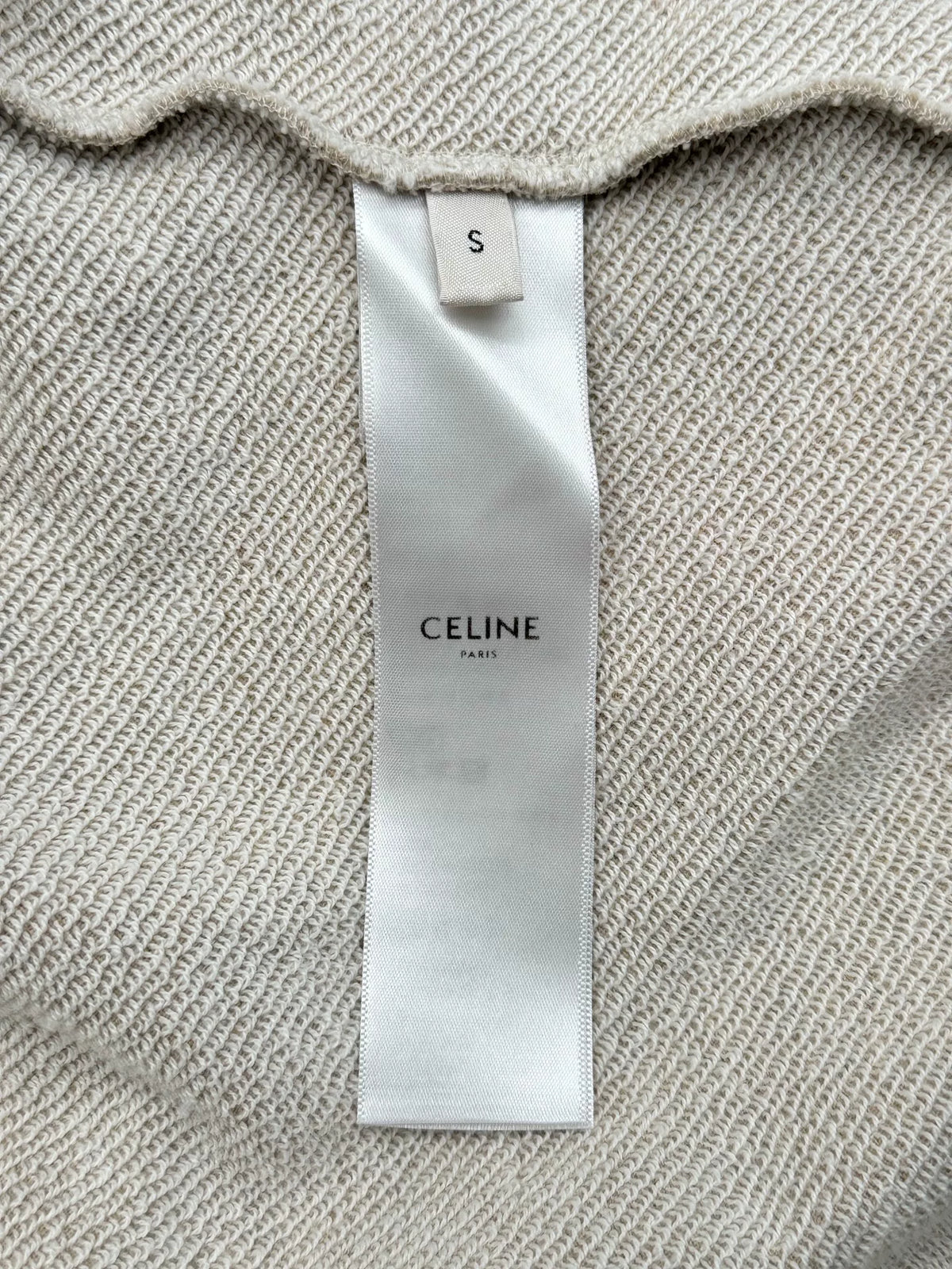 Celine FW25 Cream Logo Embroidered Hooded Zip-Up Jacket