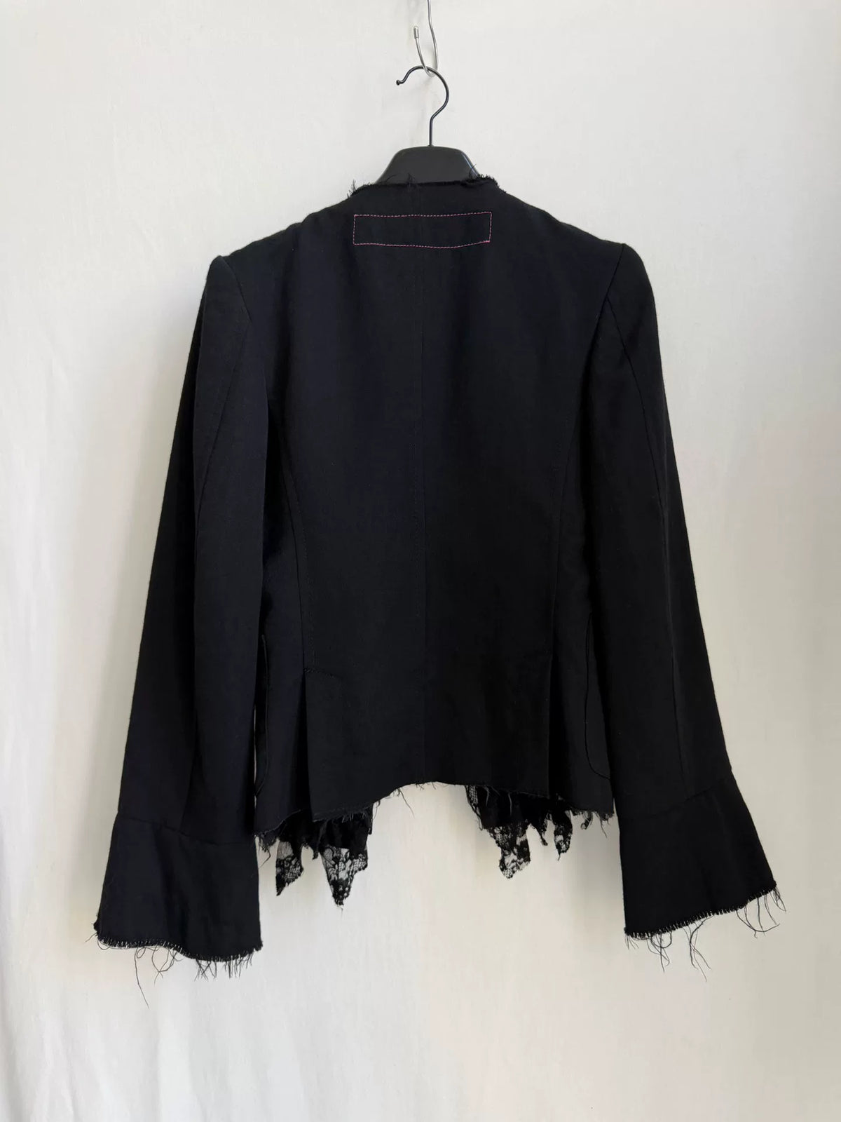 Junya Watanabe Black Stand-Collar Cinched Lace Wool Jacket
