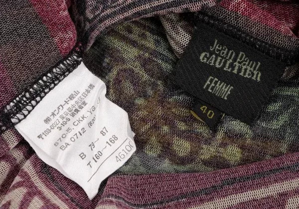 Jean Paul Gaultier Vintage Floral Hooded Mesh Top