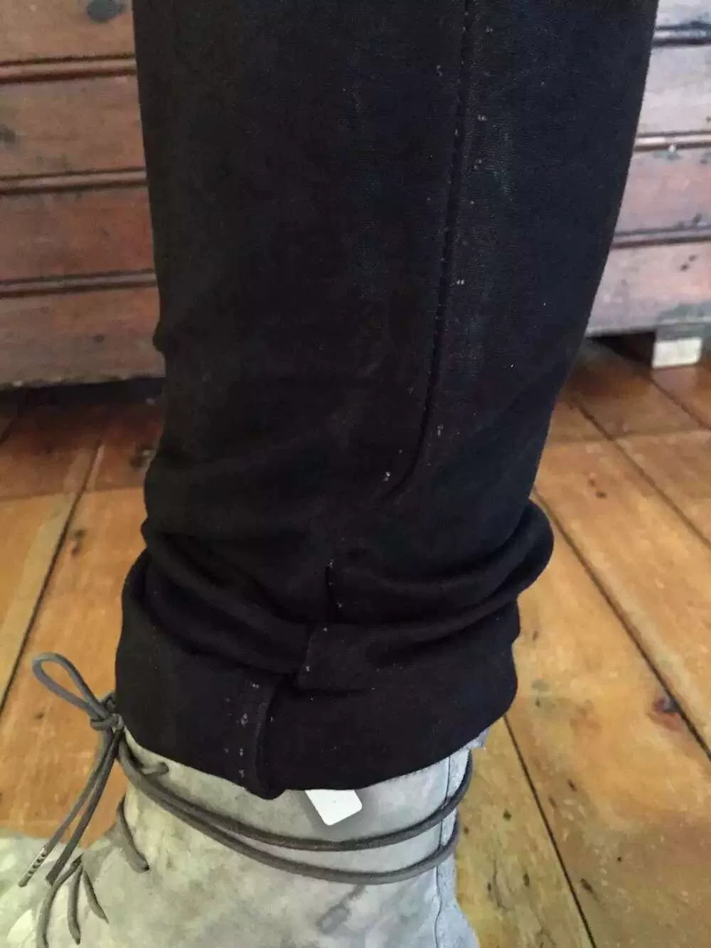 layer-0 Black Canvas 5p Distressed Cotton Trousers