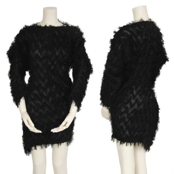 Issey Miyake Vintage Black Velvet Pleated Dress