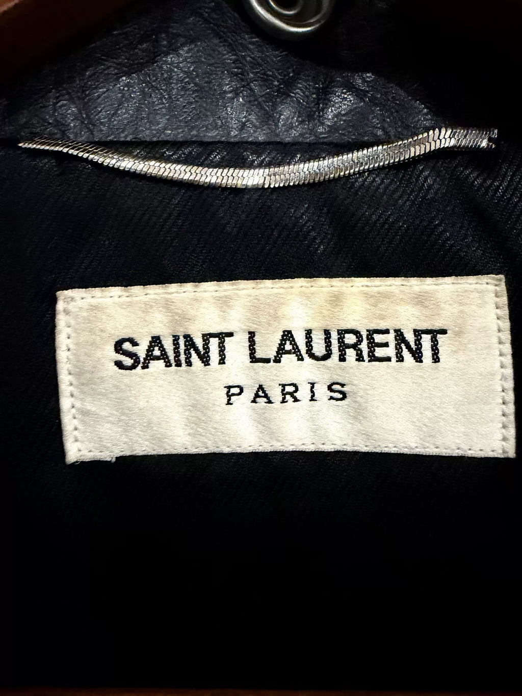Saint Laurent Paris FW17 L01 Distressed White Cat Print Lambskin Biker Jacket