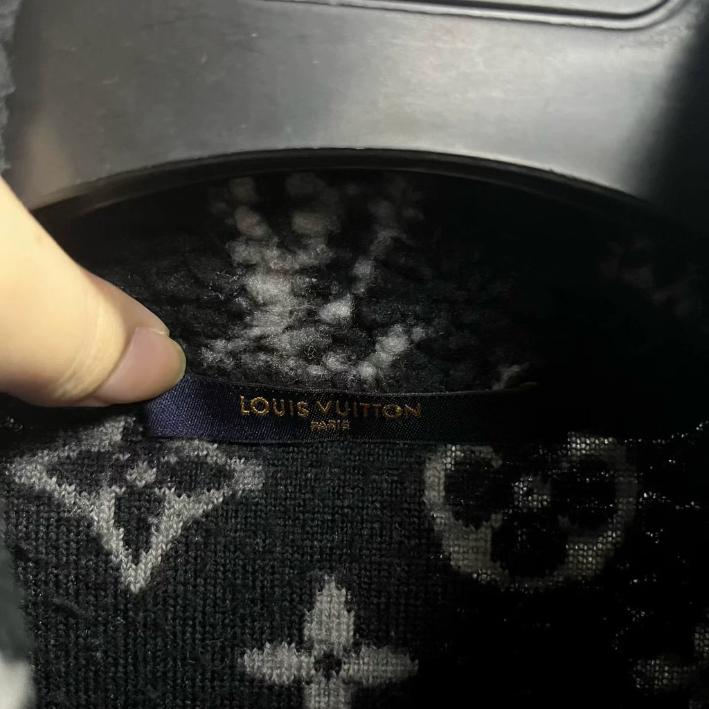 Louis Vuitton Black All-Over Jacquard Fleece Jacket
