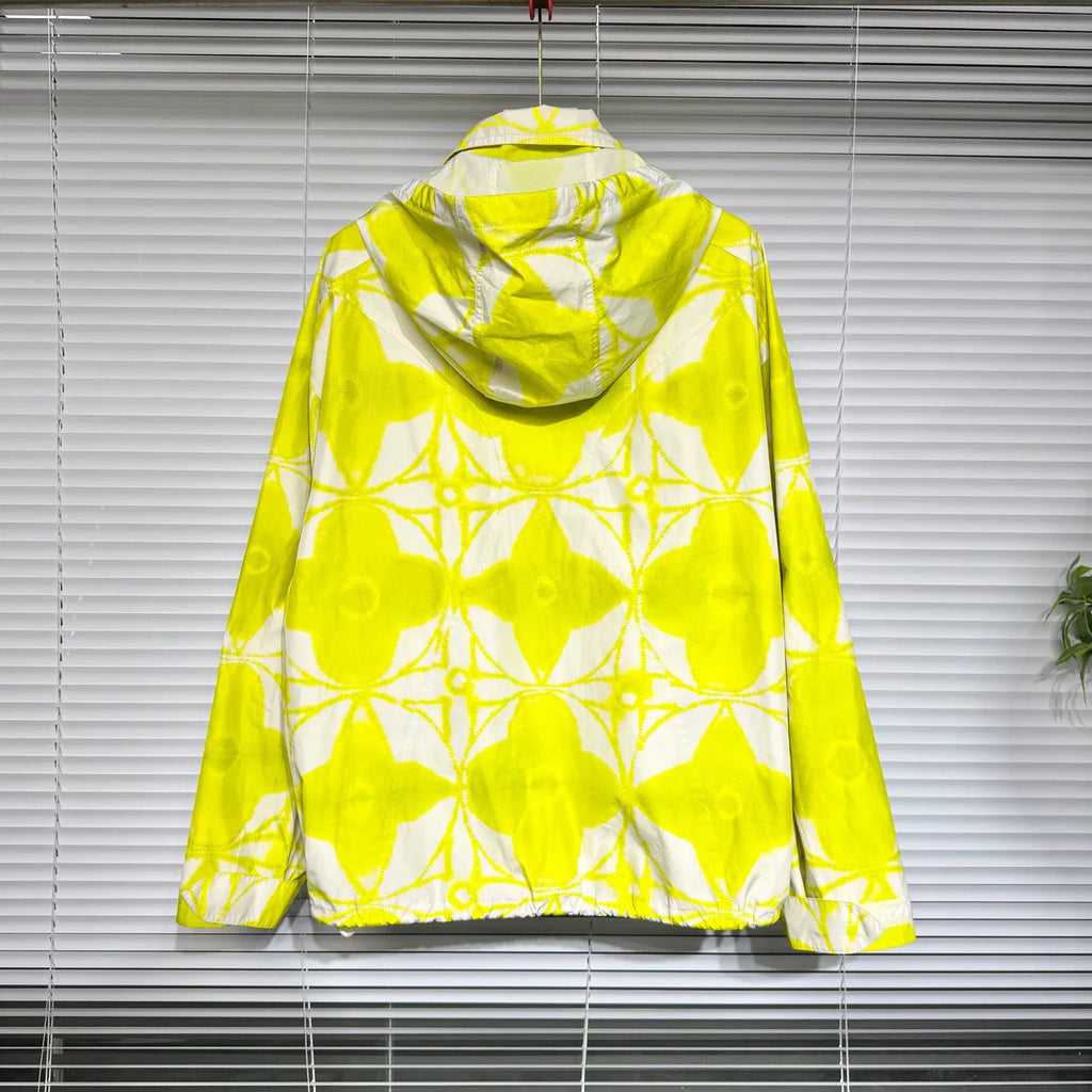 Louis Vuitton SS24 Shell Runway Monogram Three-Flower Tie-Dye Hooded Drawstring Yellow Jacket