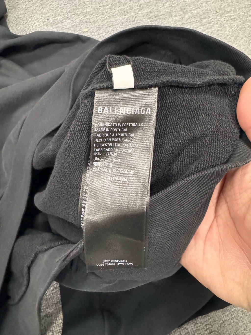 Balenciaga Black Reversed Logo Embroidered Hooded Sweater