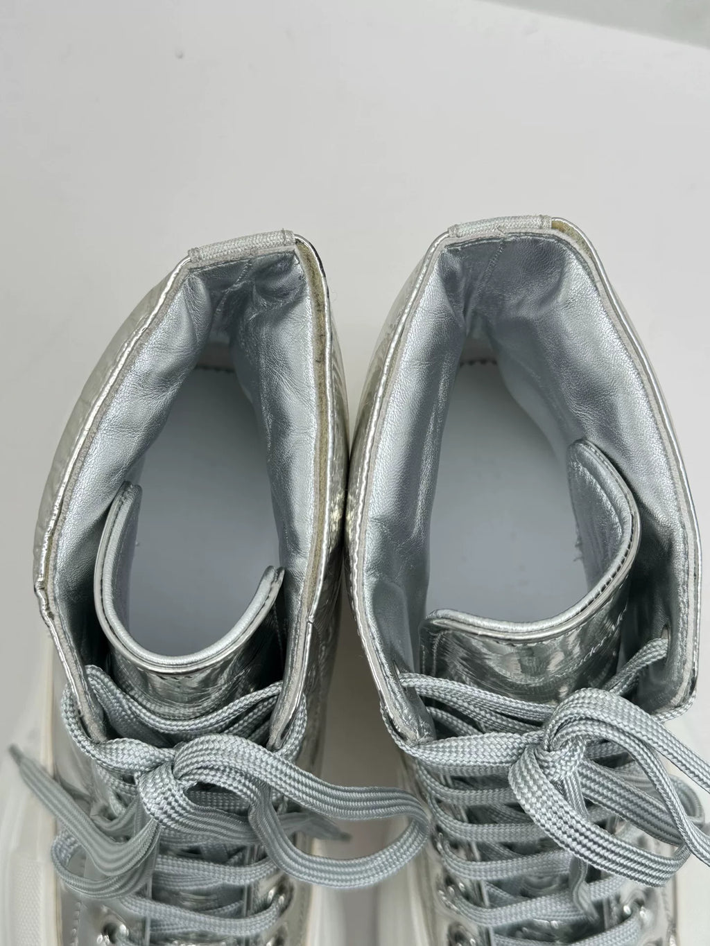 Alexander McQueen Silver Tread Slick Metallic Boots