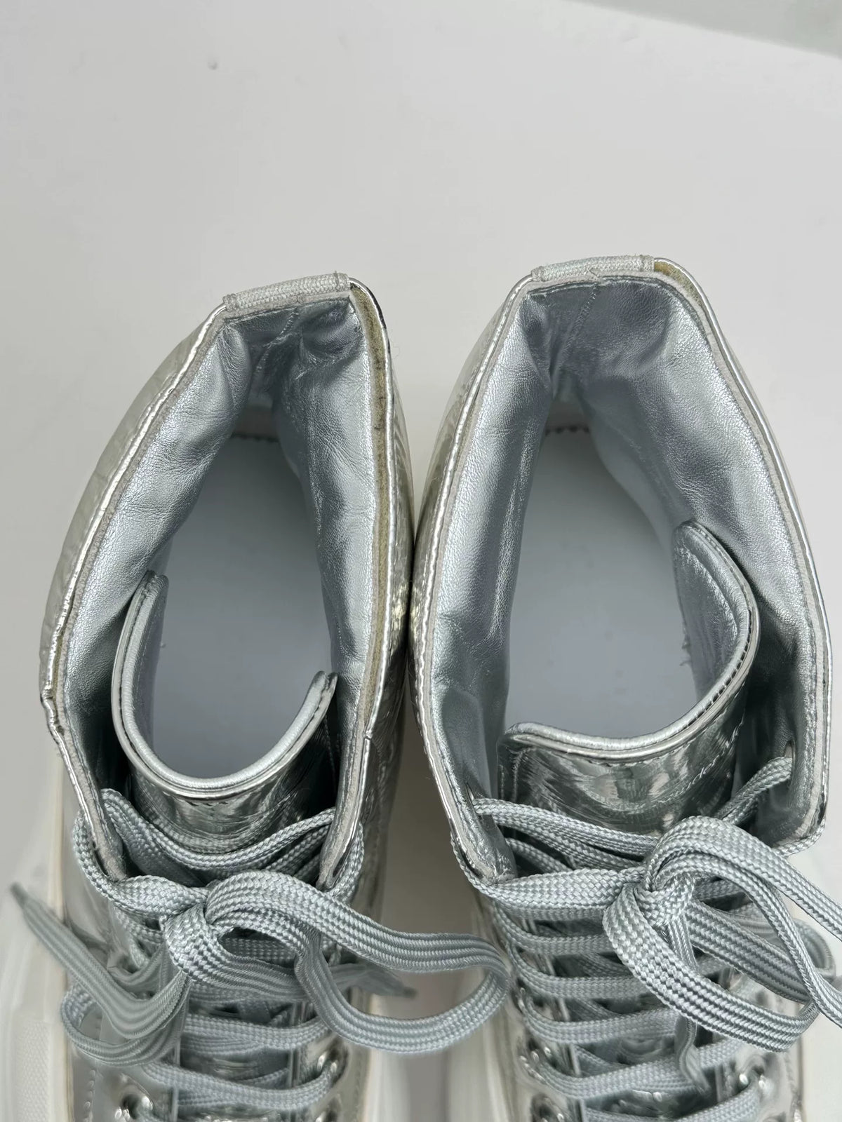 Alexander McQueen Silver Tread Slick Metallic Boots