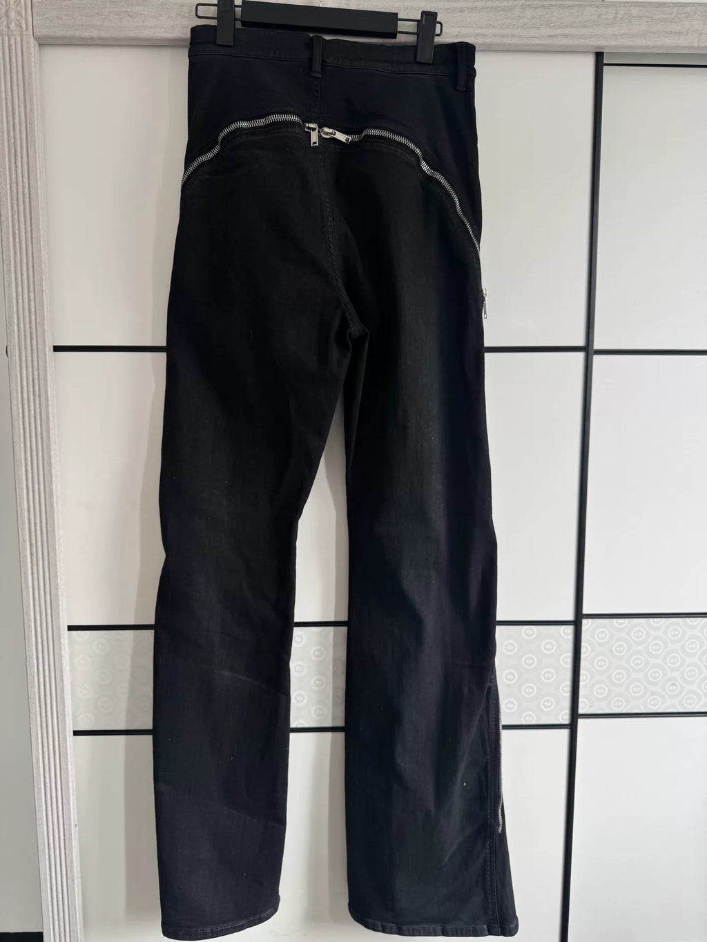 Rick Owens banana zip-up style waxed finish pants
