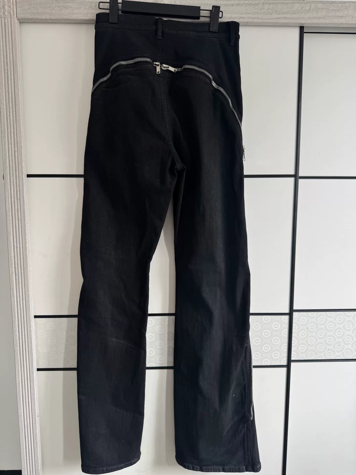 Rick Owens banana zip-up style waxed finish pants