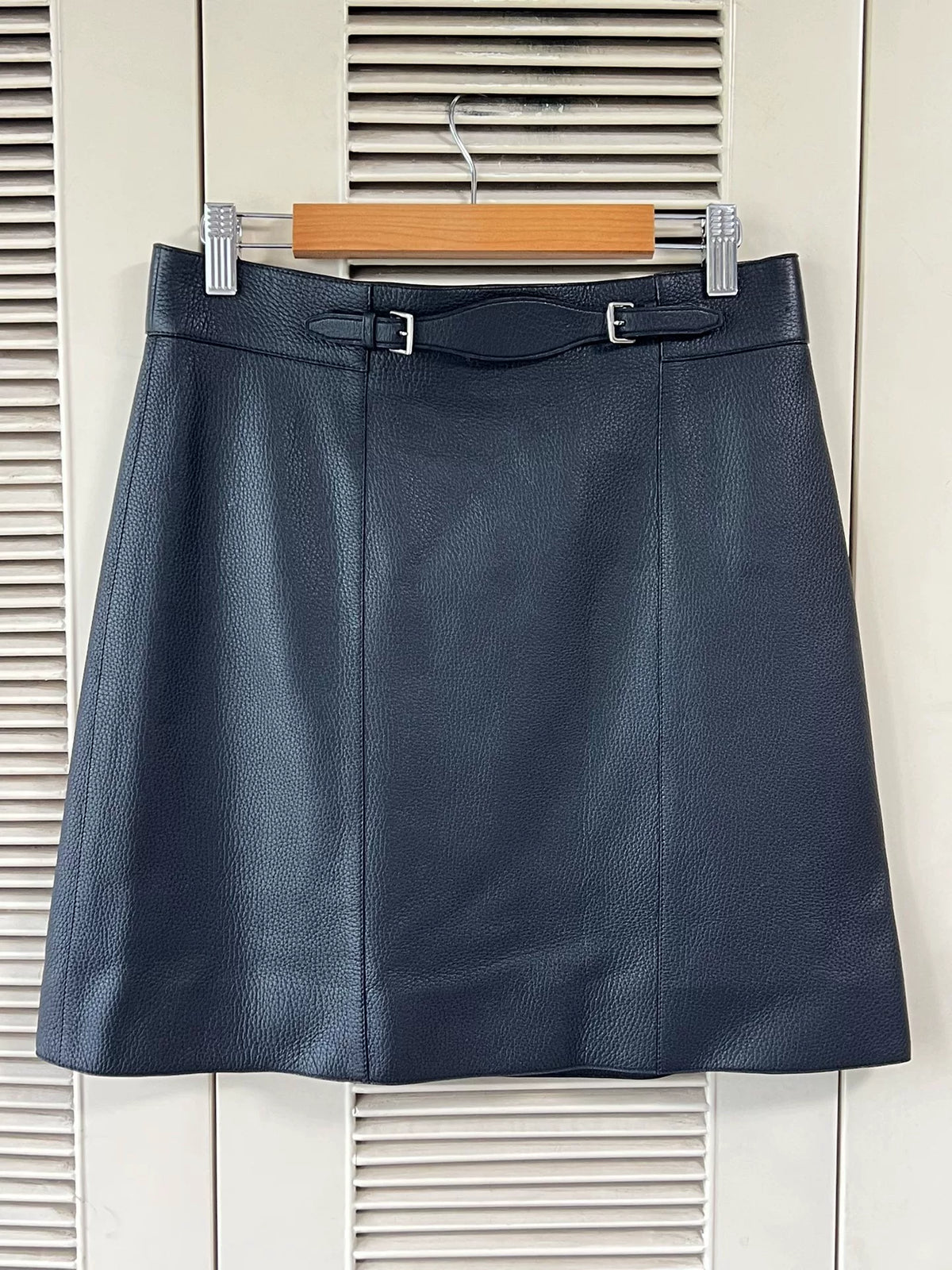 Hermes Herschel Black Leather Skirt