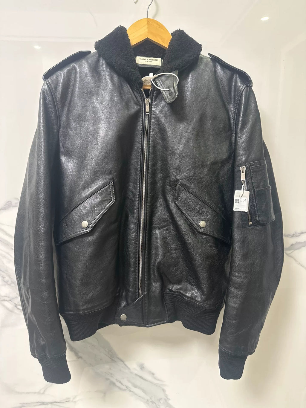 Saint Laurent Black MA-1 Leather Jacket
