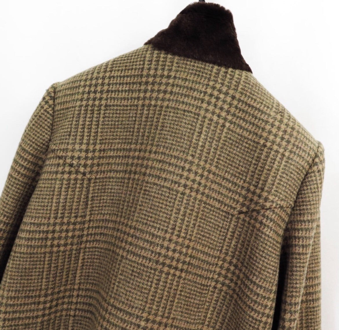 Comme Des Garçons 1970s Wool Plaid Faux-Fur Trimmed Coat