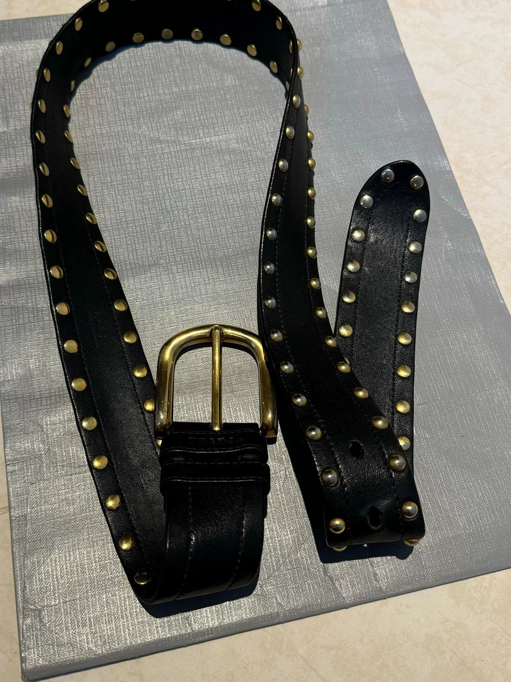 Prada Distressed Rivet Punk Belt