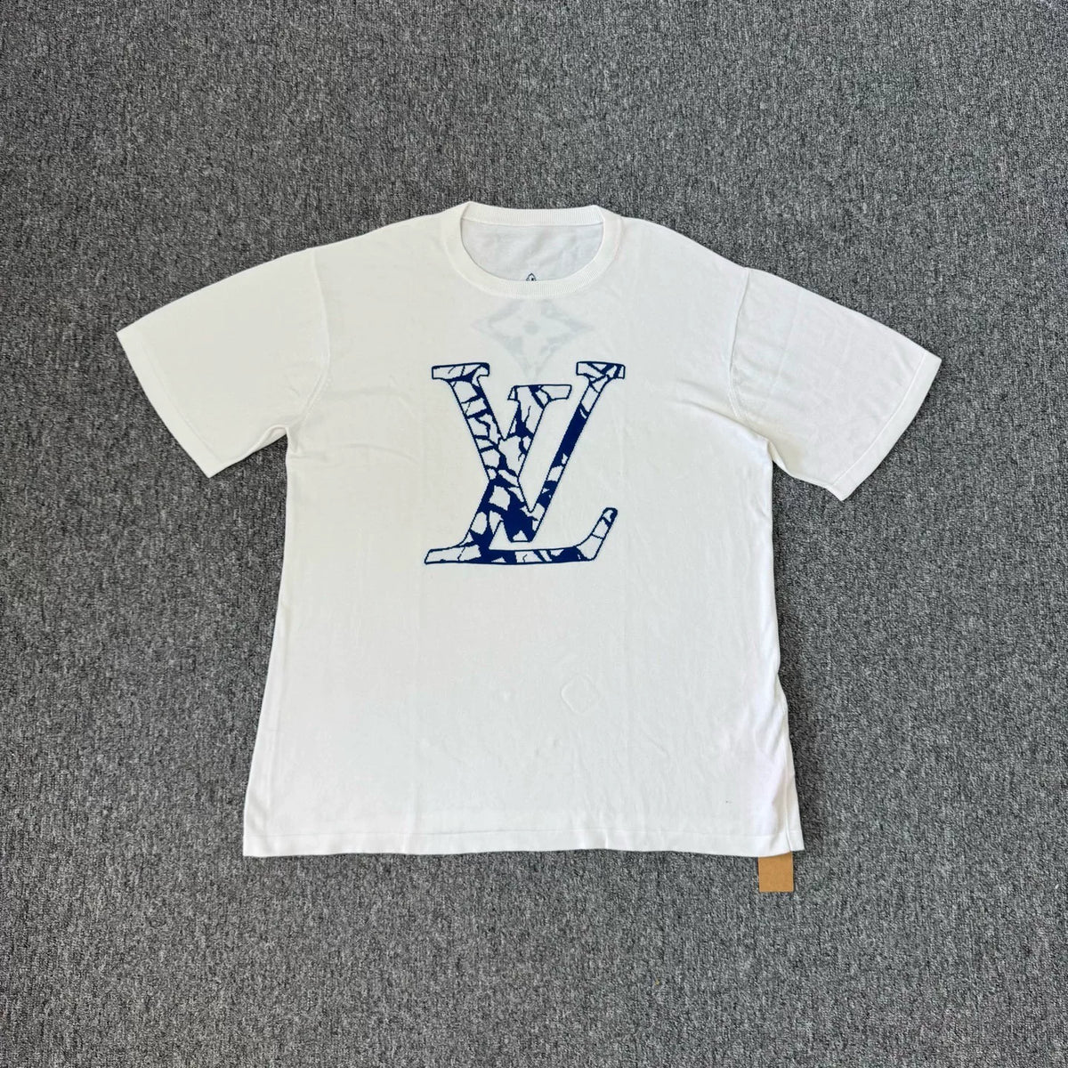 Louis Vuitton LV white jacquard logo knit short-sleeve top