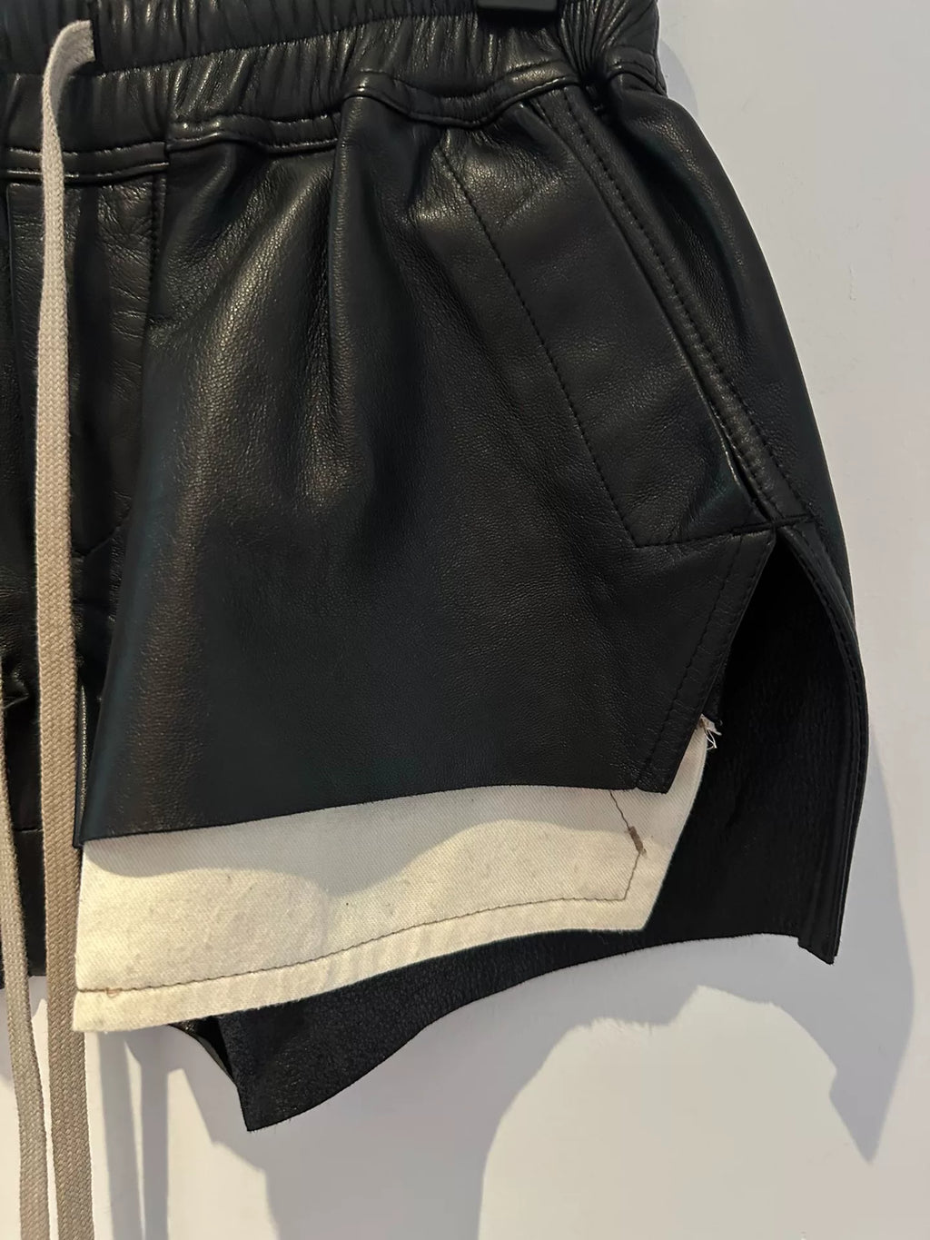 Rick Owens FW22 Oiled Wax Lambskin Boxers Shorts