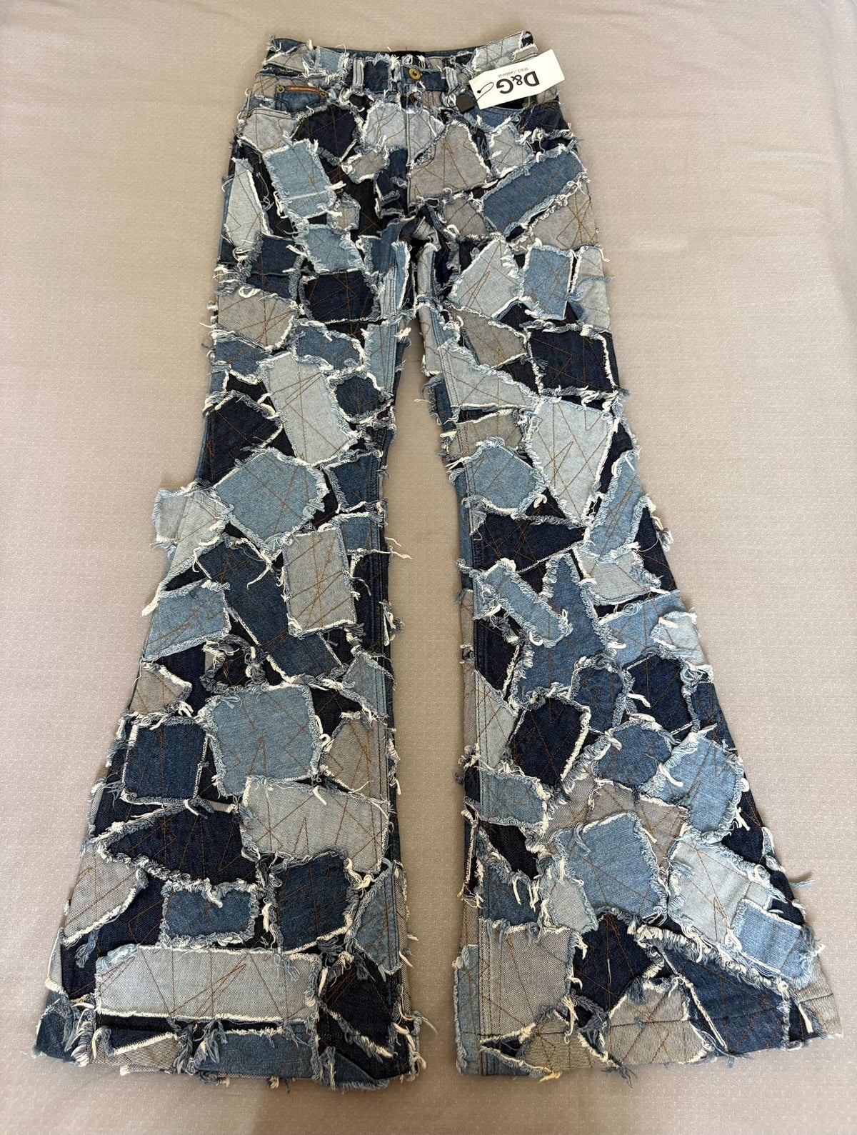 DG Jeans Dolce&Gabbana D&G Vintage Distressed Ripped Patchwork Flared Denim Jeans