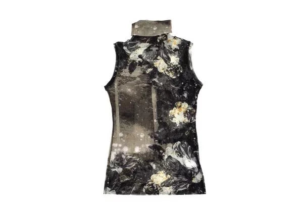 Jean Paul Gaultier Vintage Grey Patterned Mesh Top