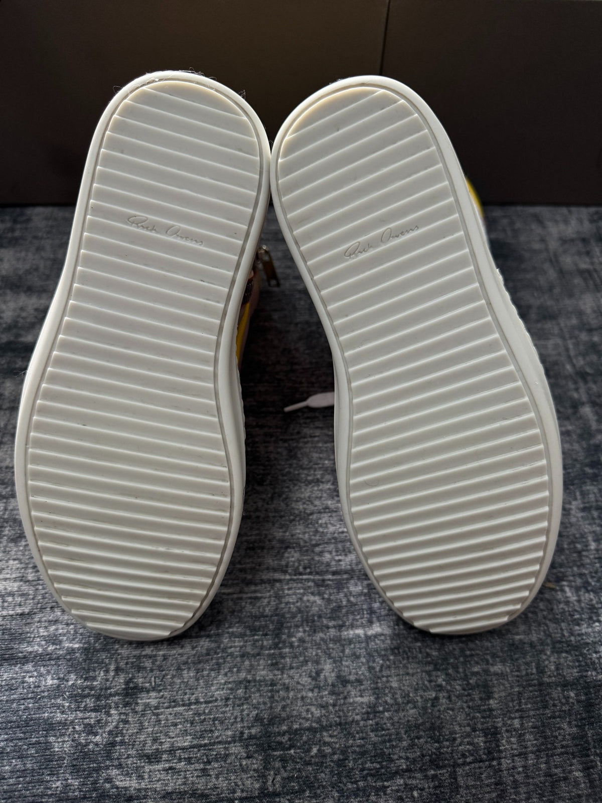 Rick Owens Pink Panel Inverted-Triangle Yellow Sneakers