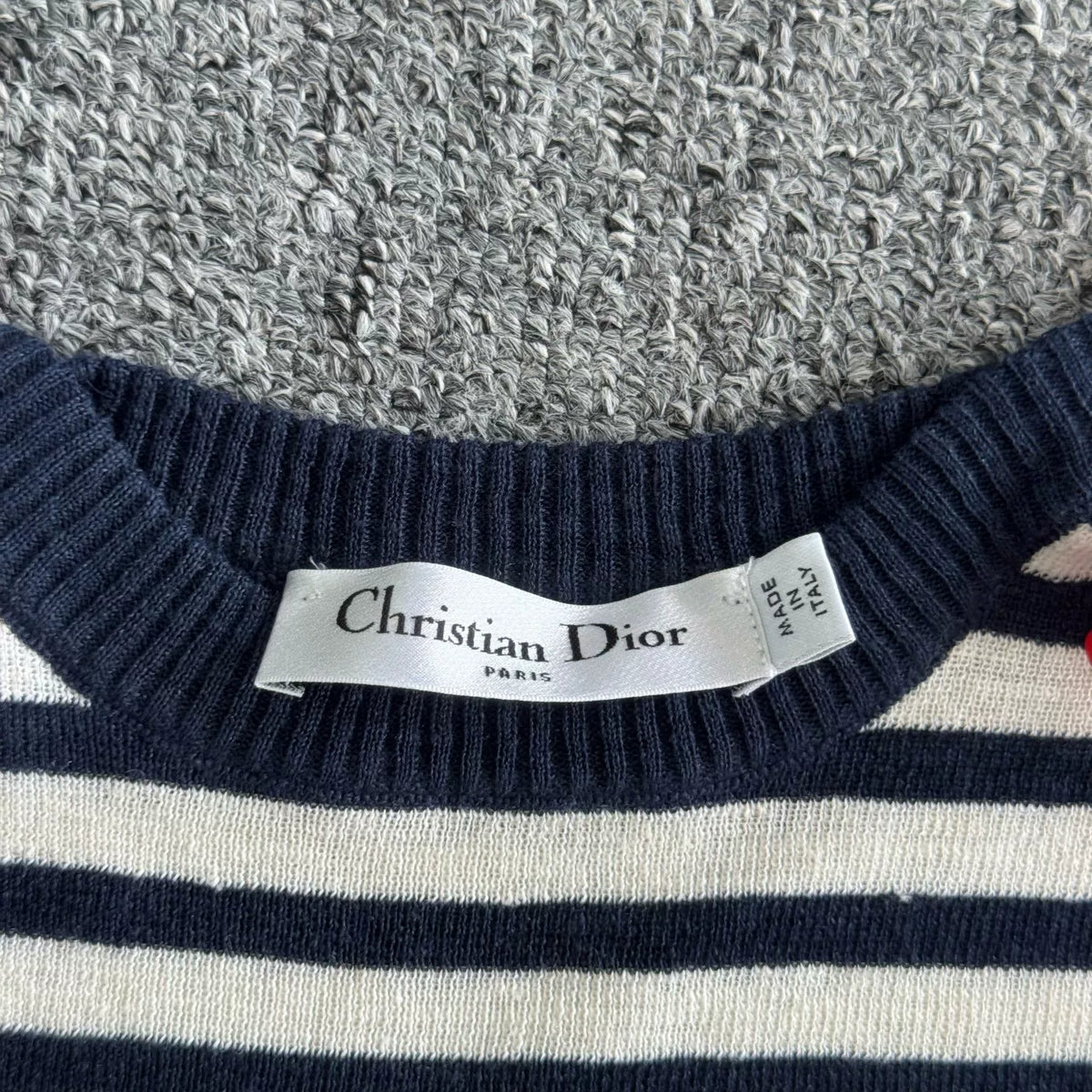 Dior Blue White Stripe Silk Cashmere Knit Top