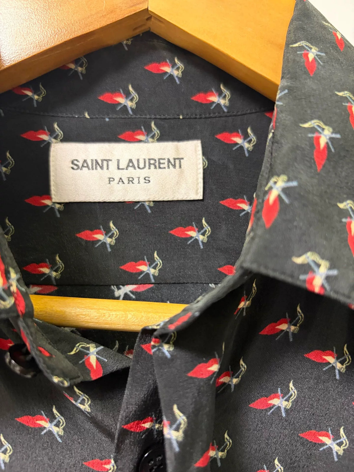 Saint Laurent Black Print Long Sleeve Shirt