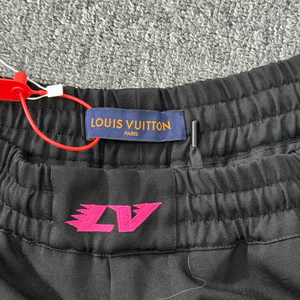 Louis Vuitton LV black and pink embroidered logo shorts