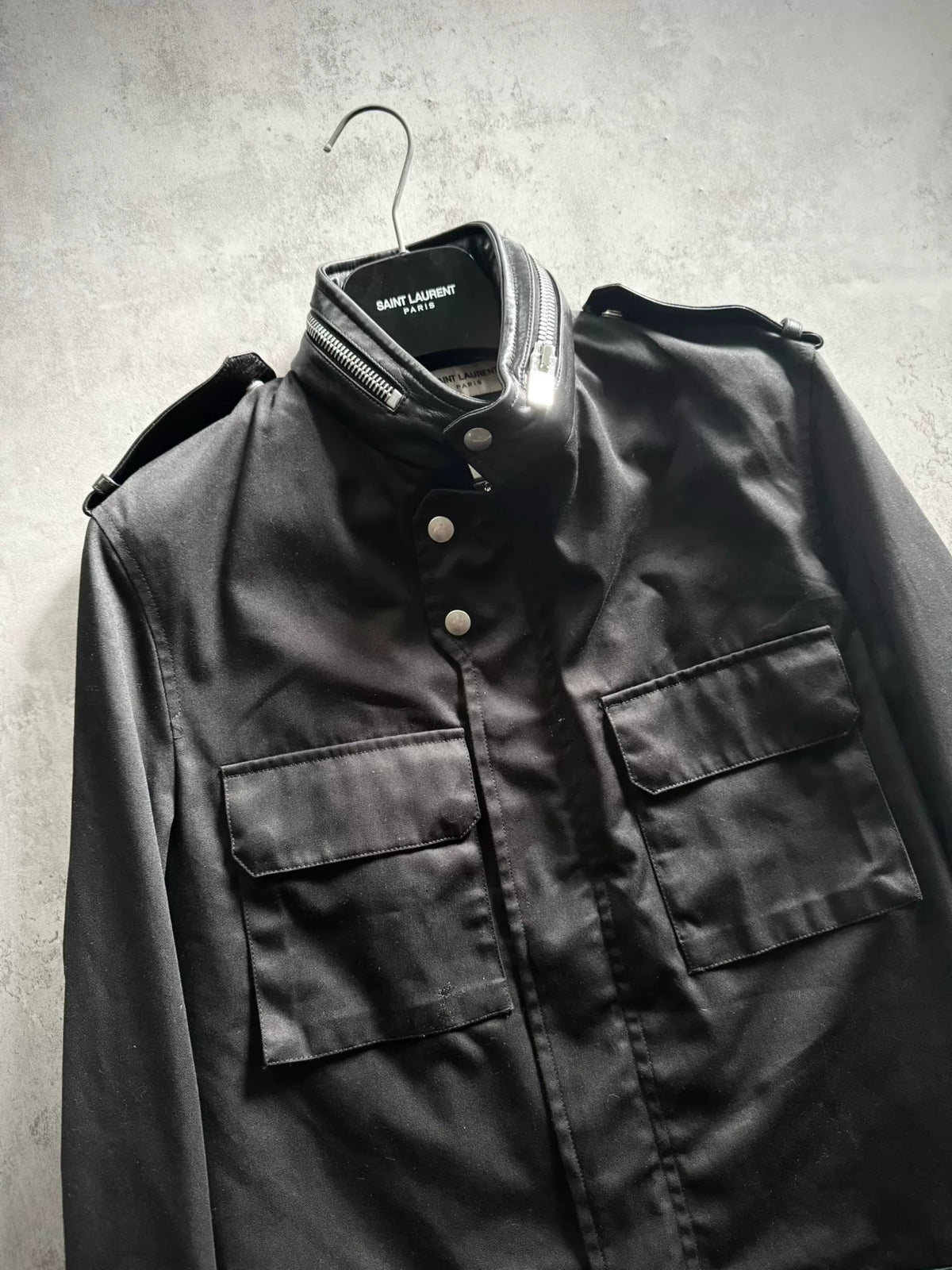 Saint Laurent Paris 13SS Hedi Slimane Black Lambskin Officer Jacket by Hedi Slimane