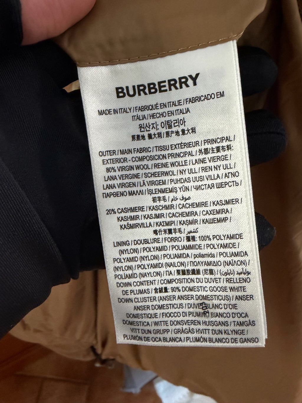Burberry Wool Blend Leather-Collar Puffer Jacket