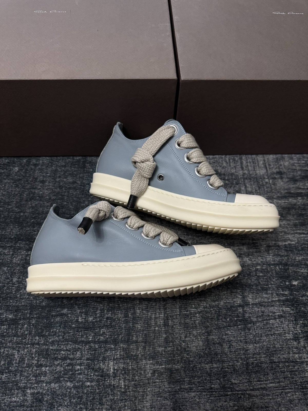 Rick Owens Thick-Lace Haze Blue Sneakers