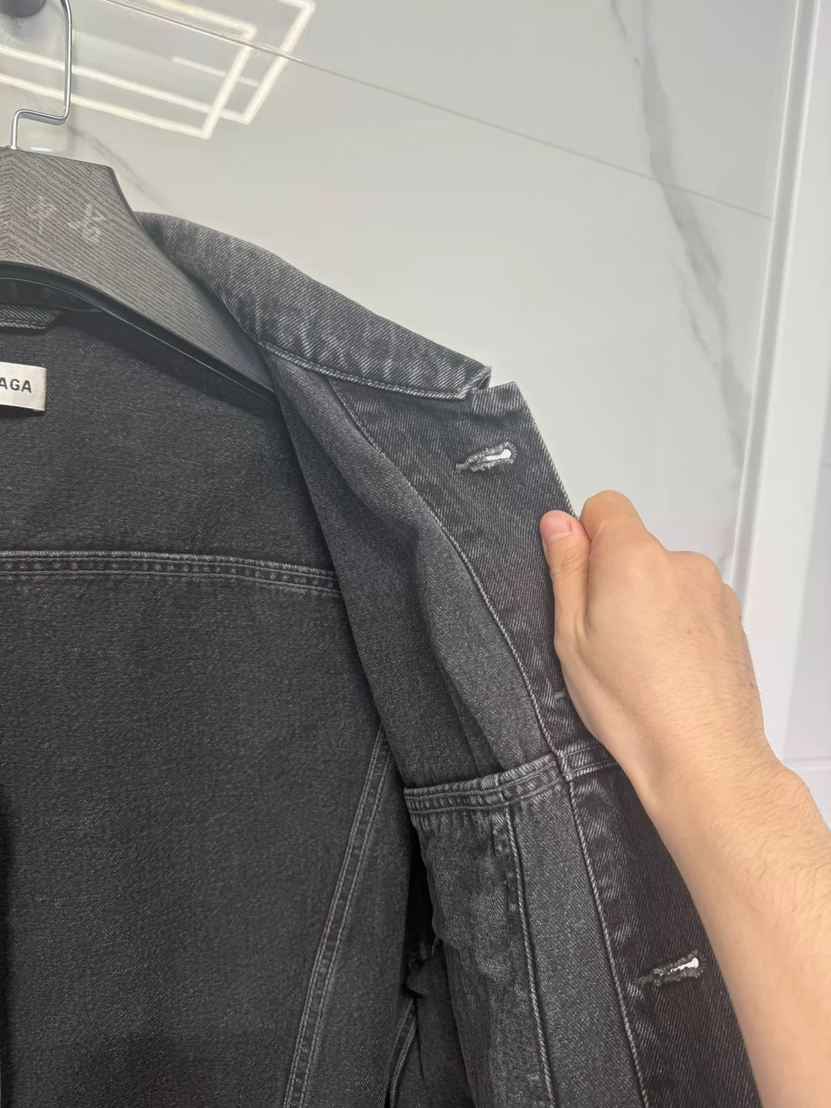 Balenciaga Black Printed Denim Jacket