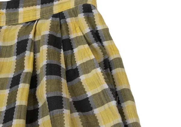 Issey Miyake 1980s Asymmetric Plaid Cotton-Linen Pants