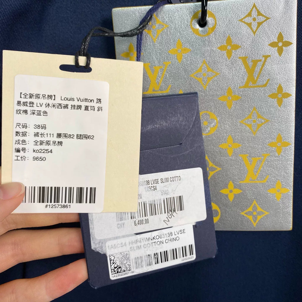Louis Vuitton Dark Blue Straight-Leg Twill Casual Pants