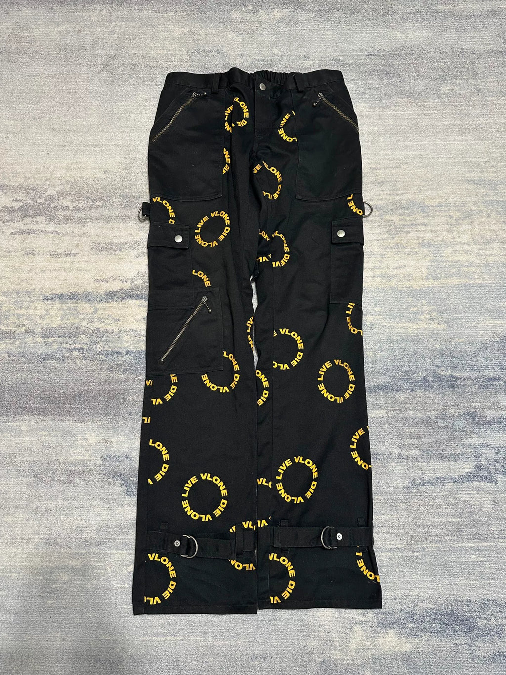 Vlone SS18 Black & Yellow Cargo Bondage Pants