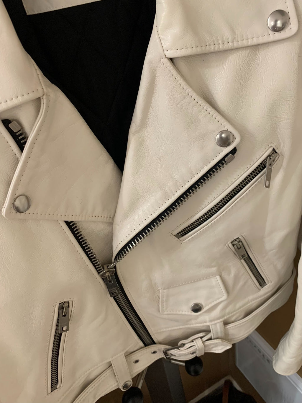 Celine 2019FW Leather Cropped Biker Jacket