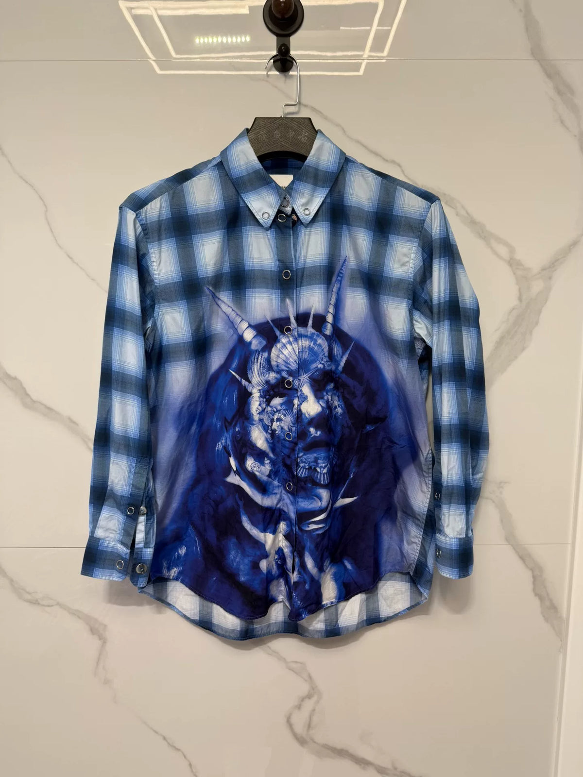 Burberry Ink Blue Ocean Pattern Shirt