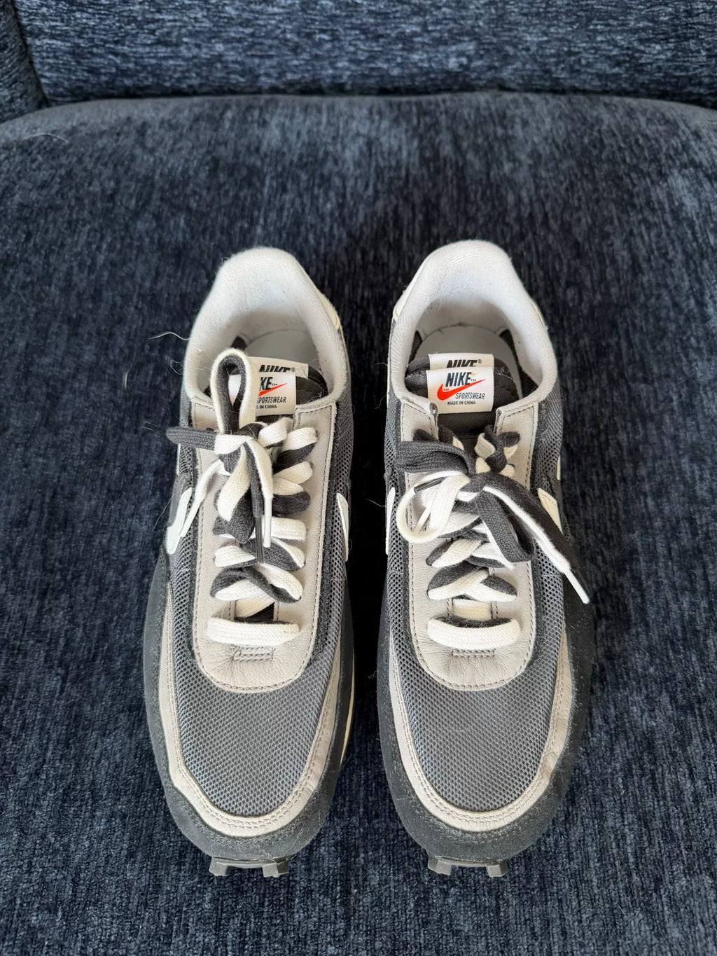 sacai × Nike LDV Waffle Black White Deconstructed Sneakers