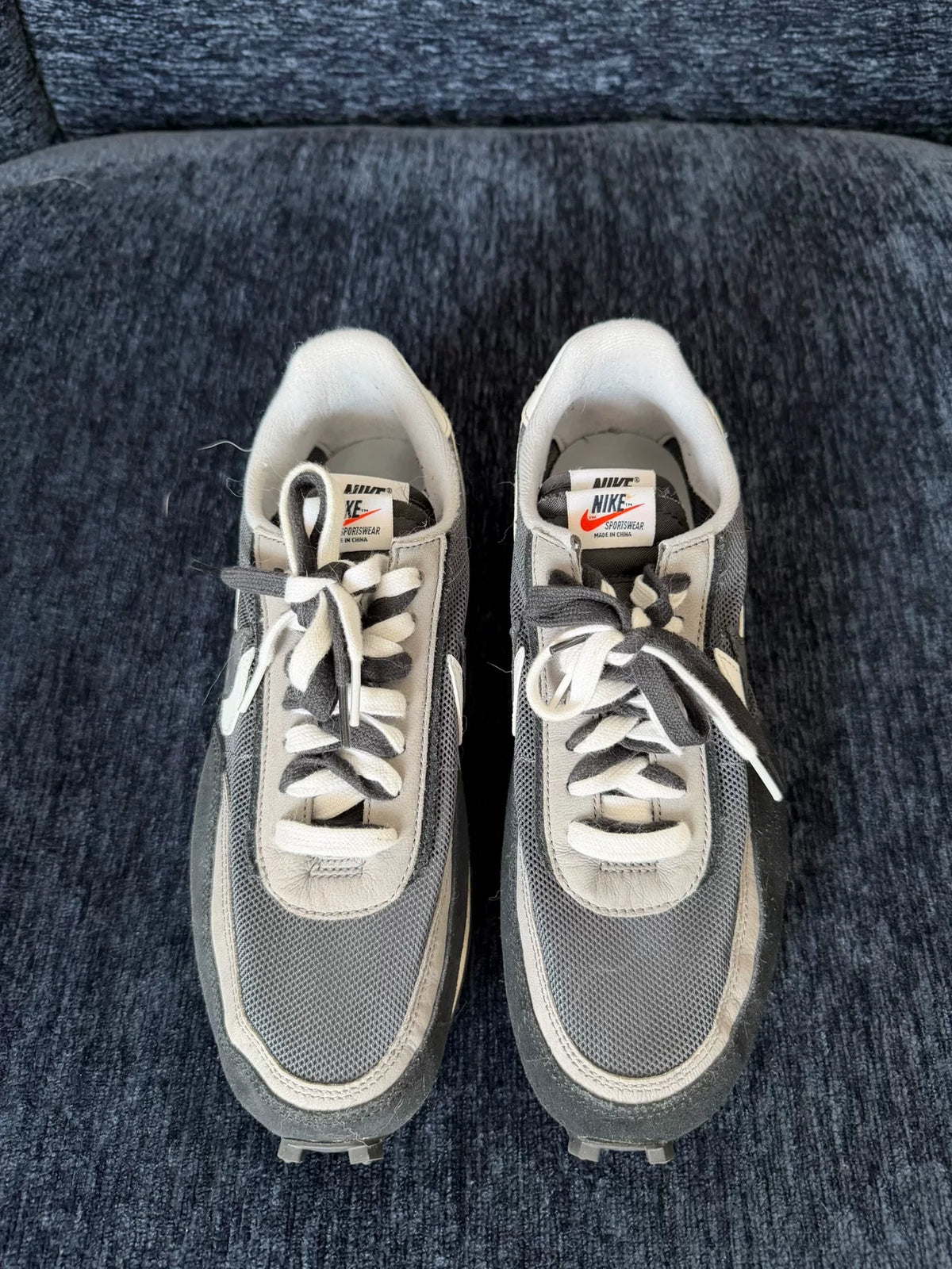 sacai × Nike LDV Waffle Black White Deconstructed Sneakers