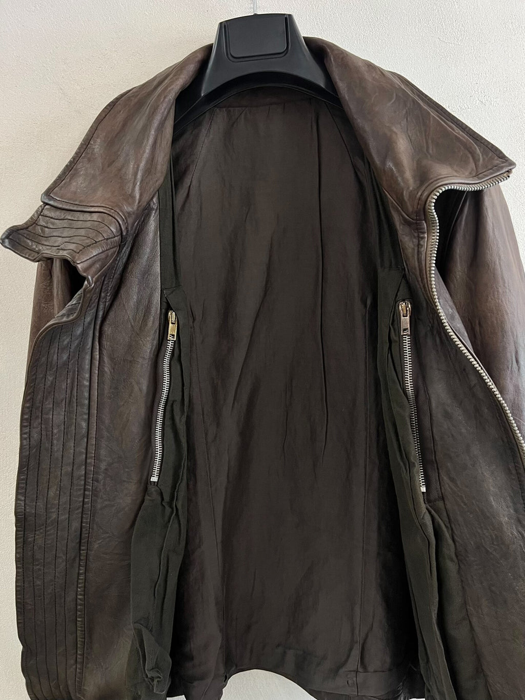 Rick Owens High-Neck Biker Leather Jacket