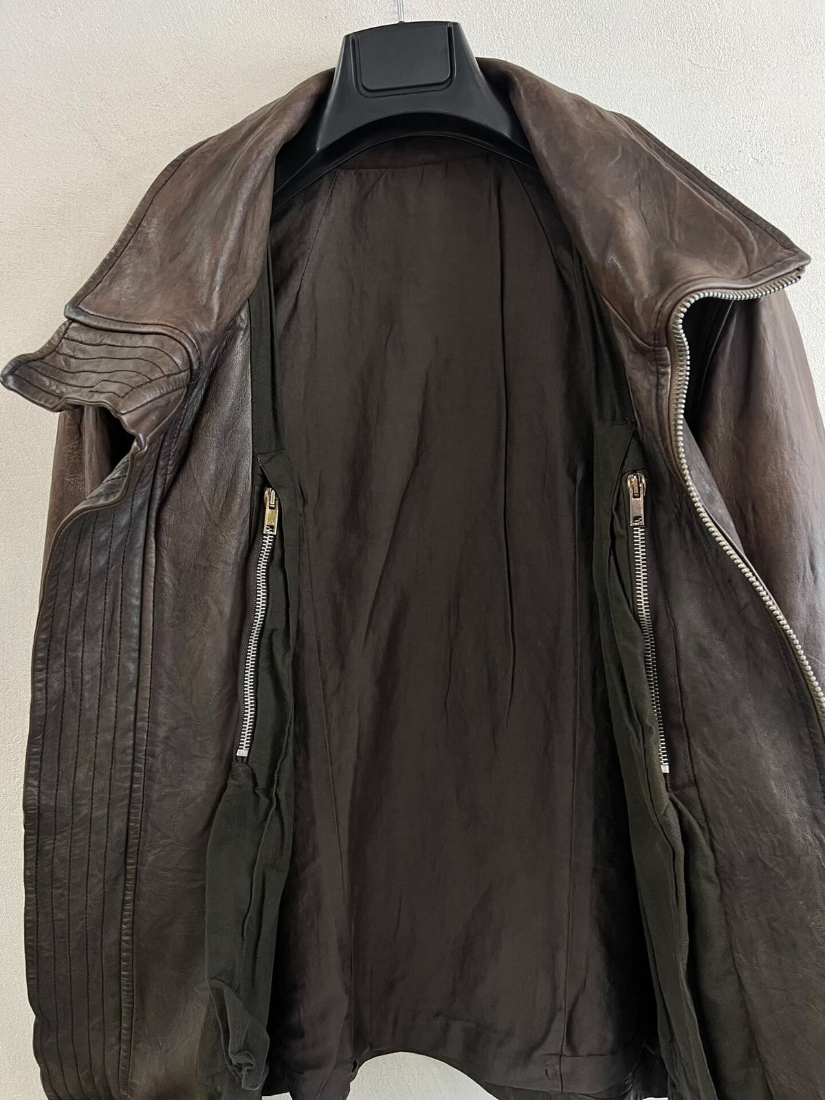 Rick Owens High-Neck Biker Leather Jacket