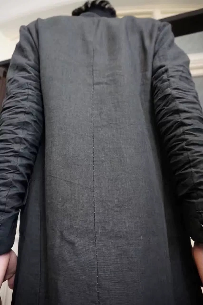 Layer-0 SS17 F.H Black H-Shape Linen Coat