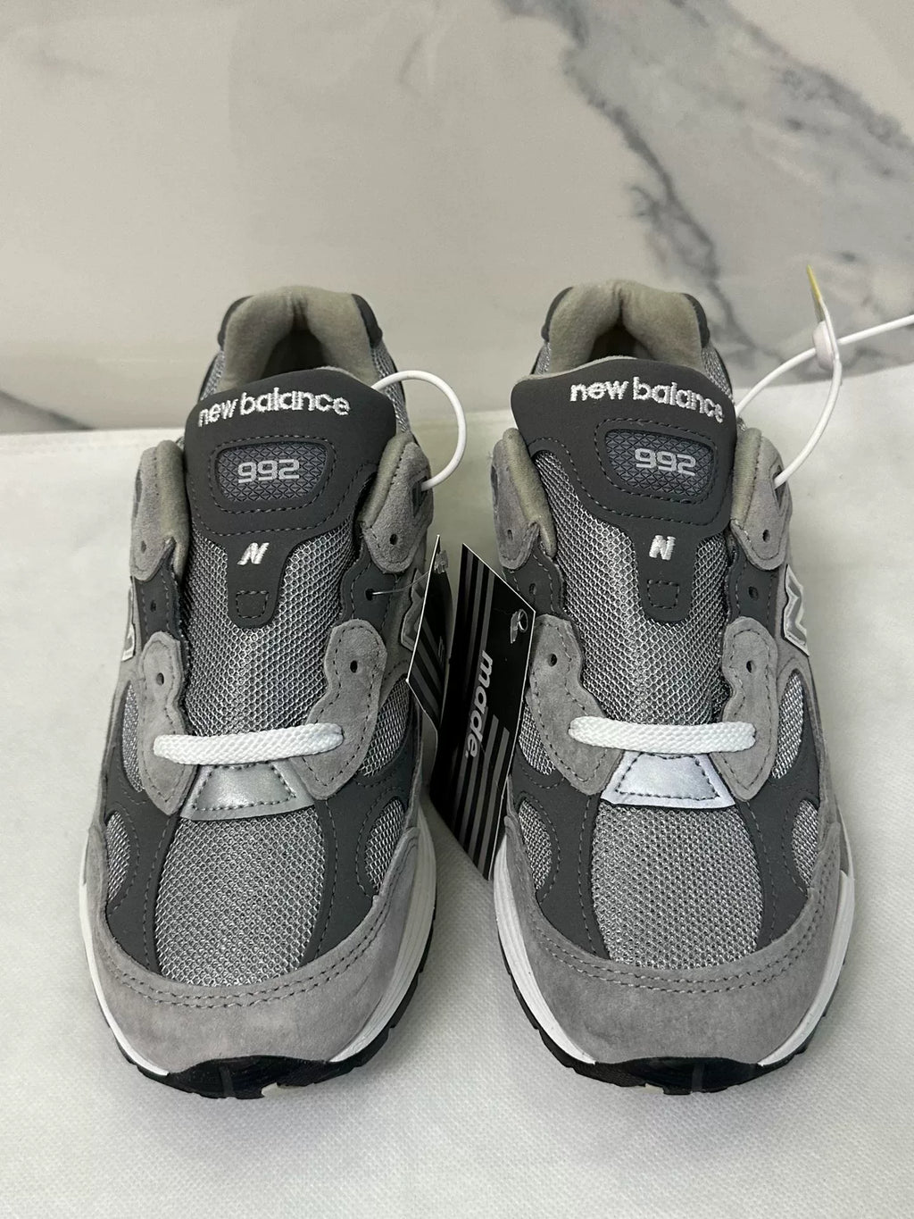 New Balance 992 M992GR Grey Suede Mesh Sneakers