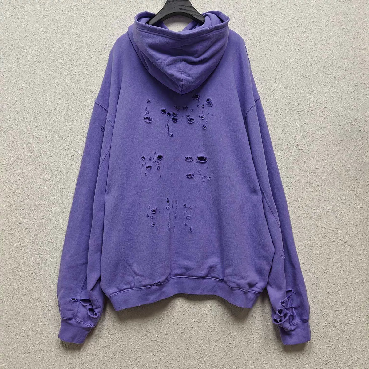 Balenciaga Purple Large Hole Letter Logo Hooded Sweater