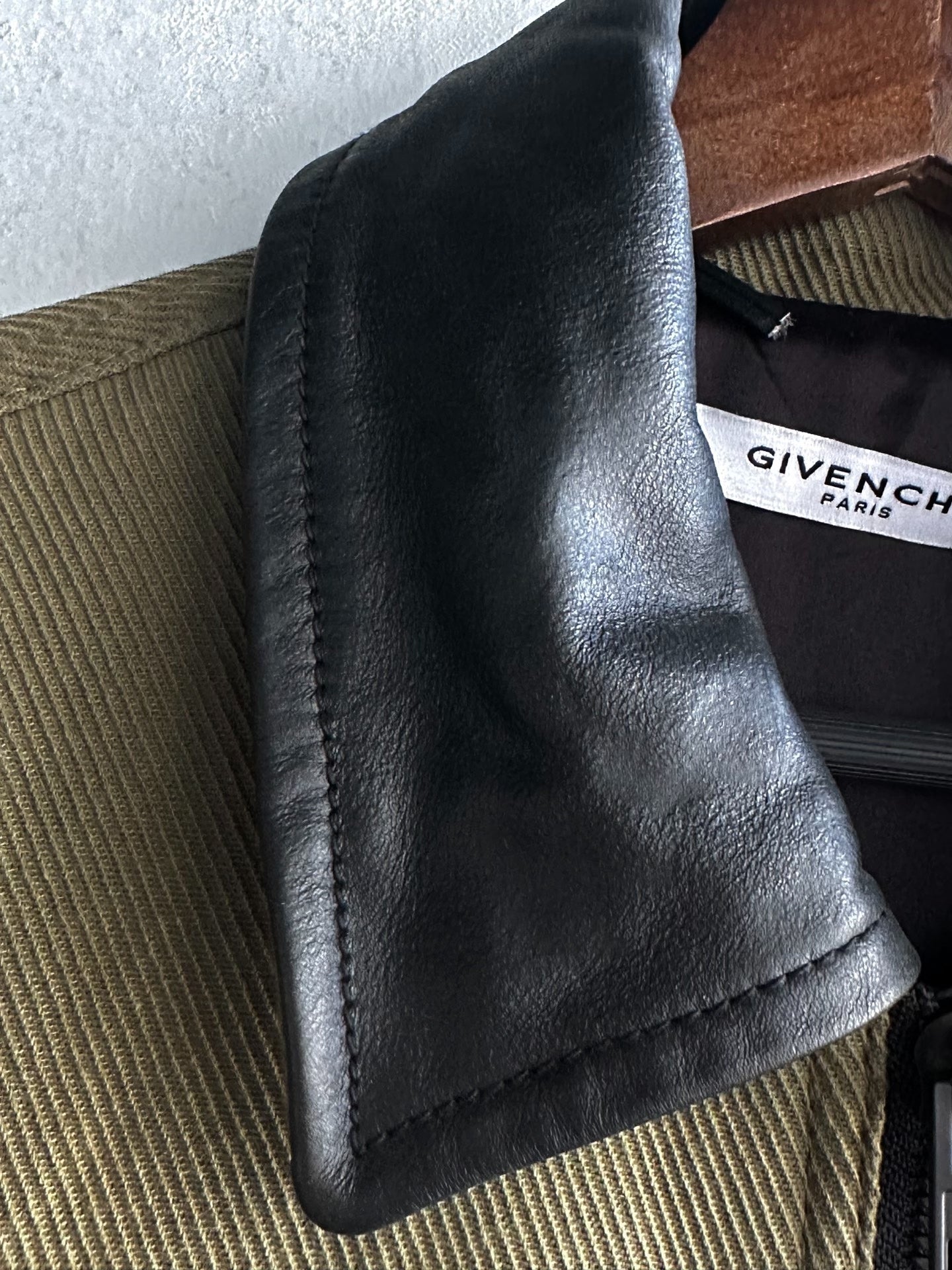 Givenchy Olive Leather Utility Jacket