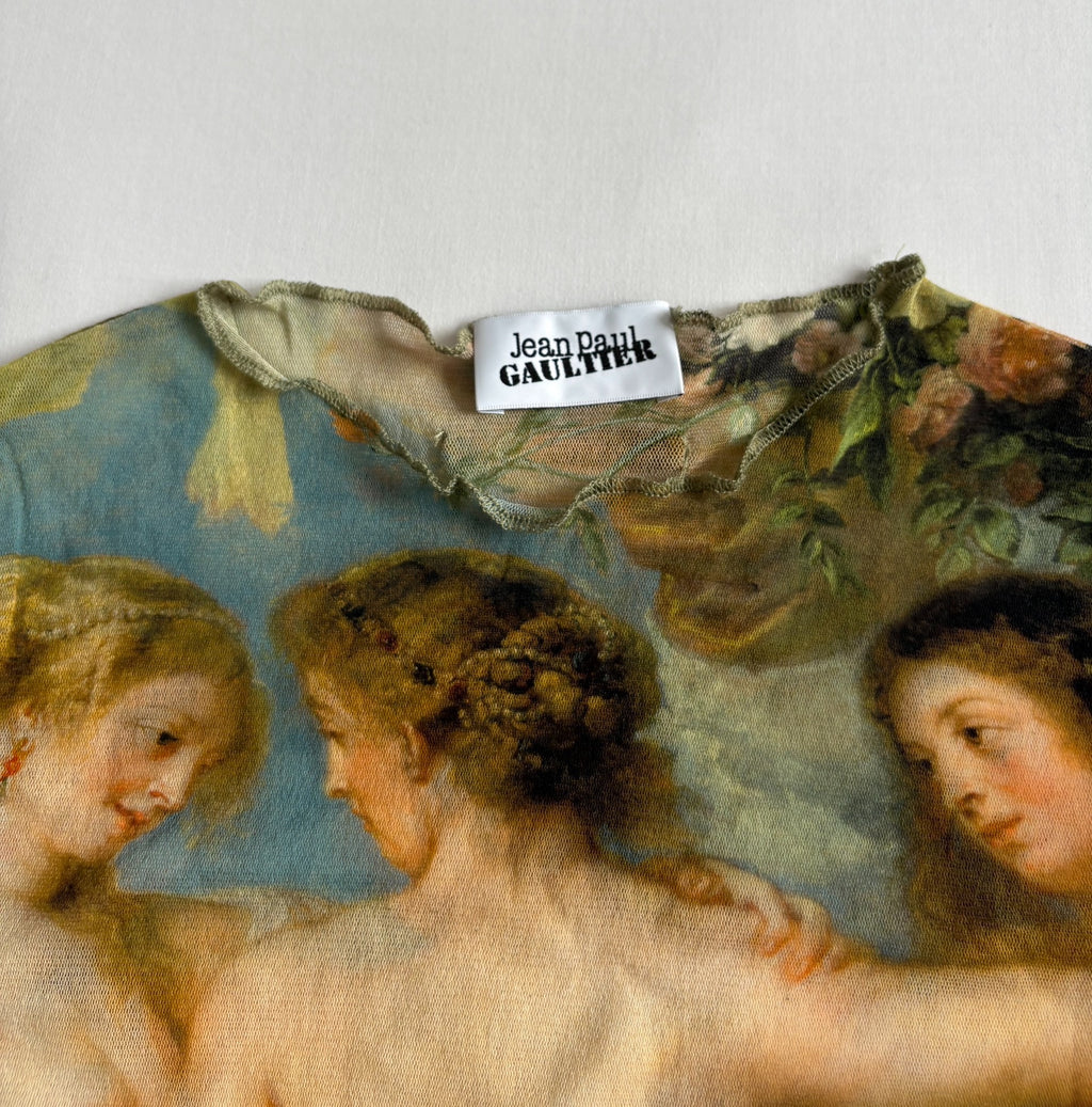 Jean Paul Gaultier Mesh Top Gaultier Hui Mei Three Goddesses Portrait Mesh Top