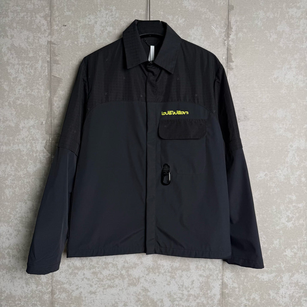 Louis Vuitton Black Tone-on-Tone Embroidered Detachable Jacket