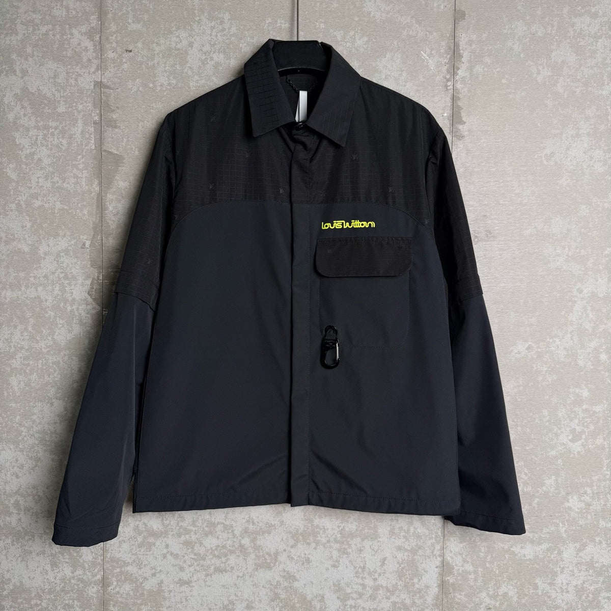 Louis Vuitton Black Tone-on-Tone Embroidered Detachable Jacket
