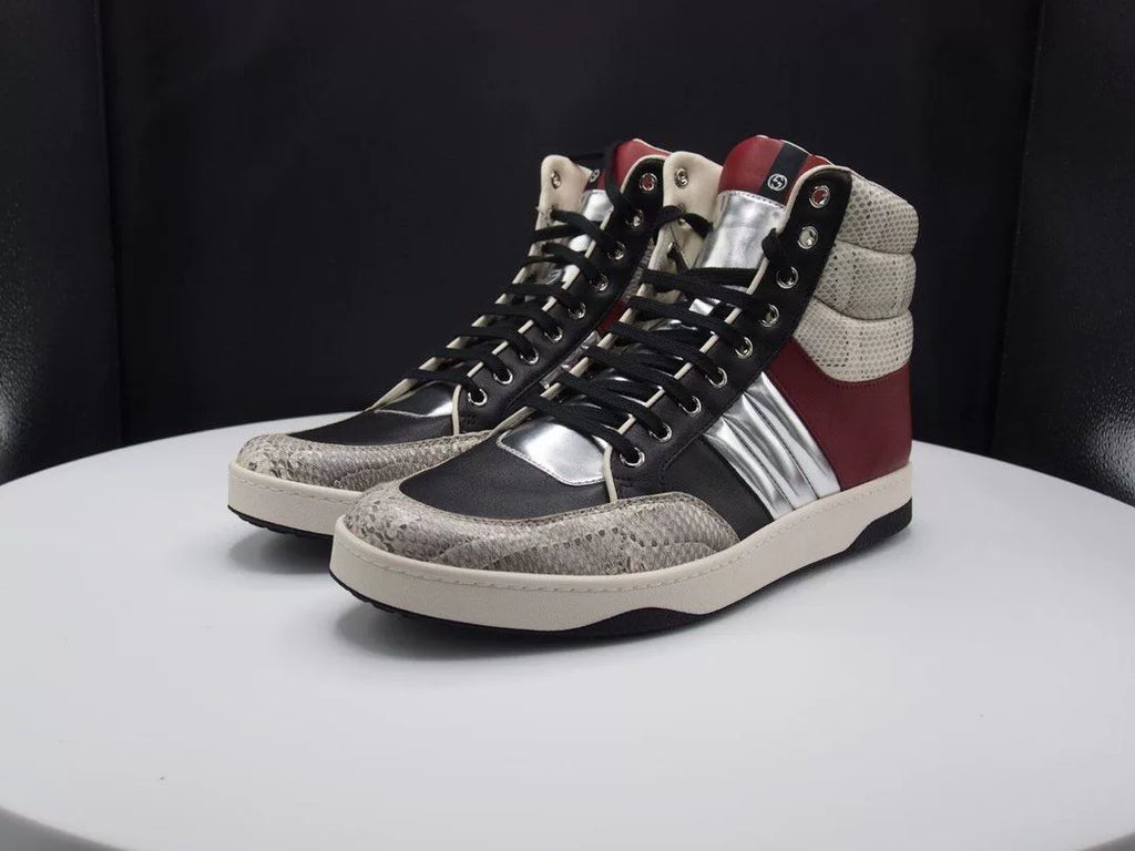 gucci snake print Panel Silver boots