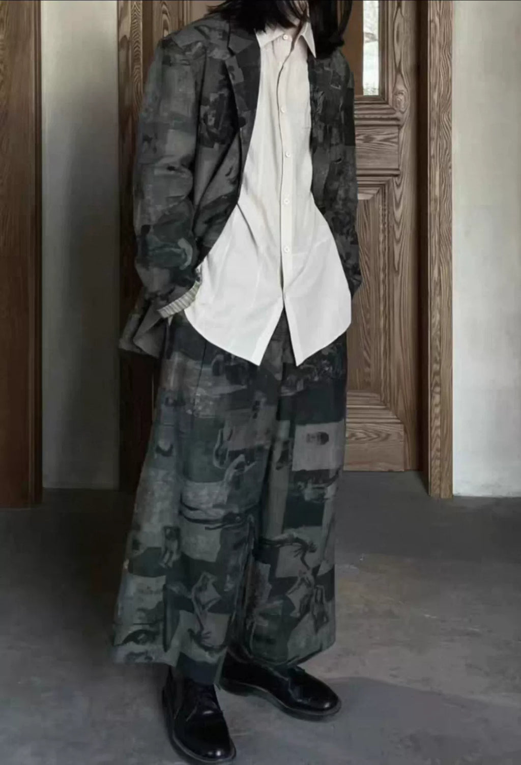 ziggy chen 21ss India Field Trip All-Over Print Portrait Wide-Leg Pants Long Pants
