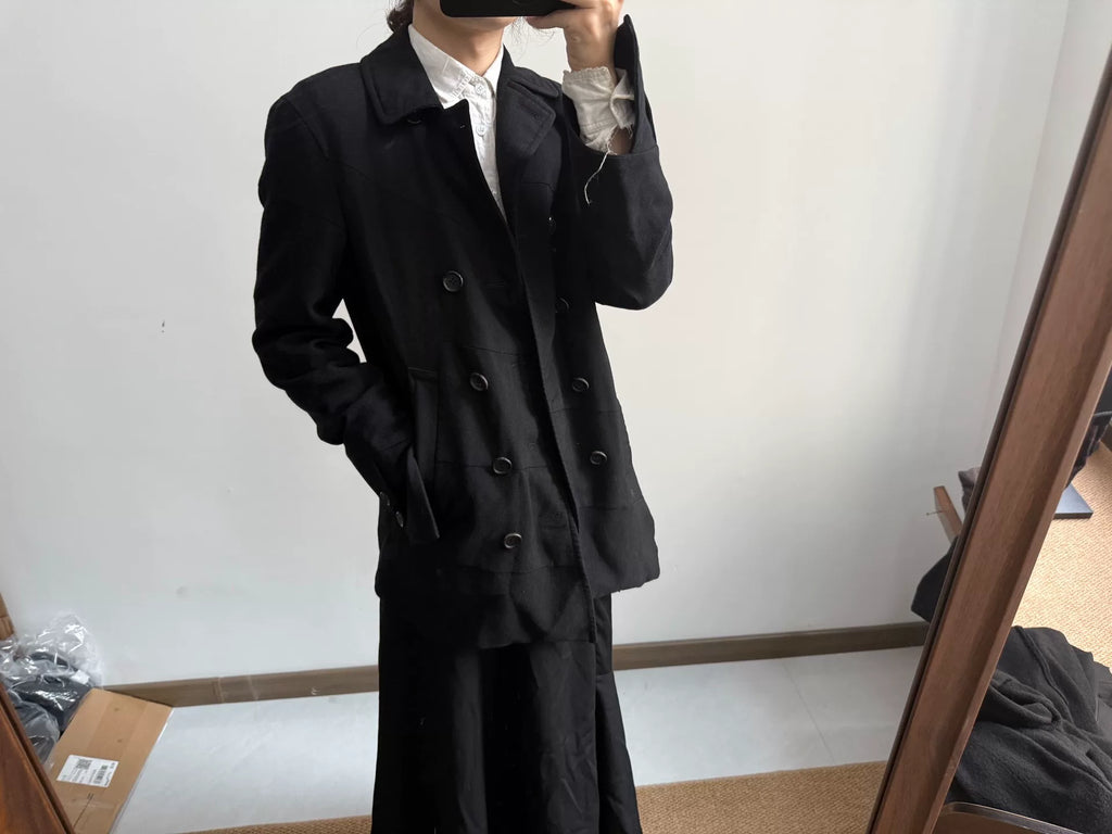 Comme des Garçons Homme Plus Runway Spiral Patchwork Double-Breasted Wool Coat